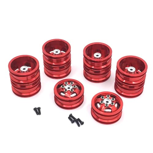 GTVNPOA Für WPL Für B14 B16 B24 B36 C14 C24 C34 Für HengLong Für Feiyu 1/16 Metall Einzigen Vorne Hinten Dual Radnabe Upgrade Rad Rahmen RC Zubehör(Red,Size2) von GTVNPOA