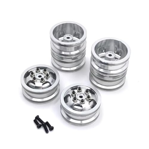 GTVNPOA Für WPL Für B14 B16 B24 B36 C14 C24 C34 Für HengLong Für Feiyu 1/16 Metall Einzigen Vorne Hinten Dual Radnabe Upgrade Rad Rahmen RC Zubehör(Silver,Size1) von GTVNPOA