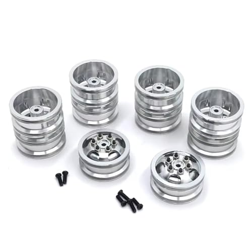 GTVNPOA Für WPL Für B14 B16 B24 B36 C14 C24 C34 Für HengLong Für Feiyu 1/16 Metall Einzigen Vorne Hinten Dual Radnabe Upgrade Rad Rahmen RC Zubehör(Silver,Size2) von GTVNPOA