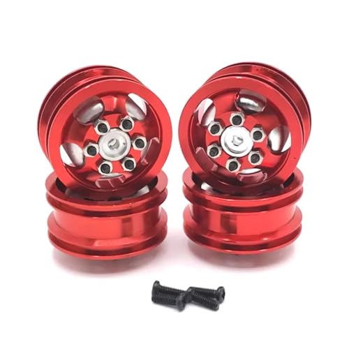 GTVNPOA Für WPL Für C14 C24 B14 B16 B24 B36 Für HengLong Für Jjrc RC Auto Reifen Und Räder RC Gummi Reifen Mit Aluminium Legierung Radnabe RC Zubehör(Red) von GTVNPOA