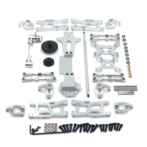 GTVNPOA Für Wltoys Für 144010 144002 144001 1/14 Metall Upgrade Teile Kits Für Schaukel Arm Link Stange Lenkung Block RC Auto Zubehör RC Zubehör(Silver) von GTVNPOA