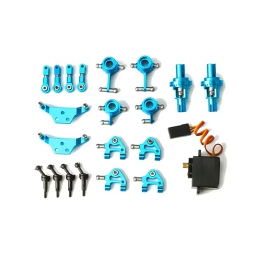 GTVNPOA Für Wltoys Für P929 P939 K969 K979 K989 K999 1/28 RC Auto Metall Verbesserte Teile Lenkung Tasse Schaukel Arm Stoßdämpfer Platte Set RC Zubehör(Blue) von GTVNPOA