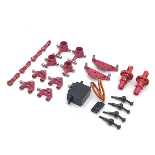 GTVNPOA Für Wltoys Für P929 P939 K969 K979 K989 K999 1/28 RC Auto Metall Verbesserte Teile Lenkung Tasse Schaukel Arm Stoßdämpfer Platte Set RC Zubehör(Red) von GTVNPOA