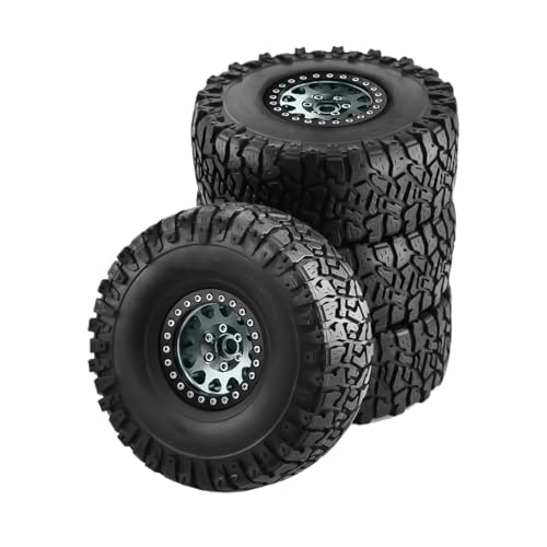 GTVNPOA RC Reifen Set Naben Für Axial Für SCX10 Für RR10 Für AX10 Für Wraith 90048 90018 Für KM2 Für 1/10 RC Für Rock Crawler Gummi Reifen Beadlock Rad Felgen 4PCS(Gray) von GTVNPOA