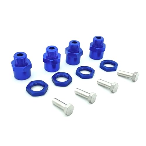 GTVNPOA RC Zubehör Für 1/10 RC Car Upgrade 1/8 Reifen 4 Stück Aluminiumlegierung 12 Mm Bis 17 Mm Rad Hex Hub Adapter Verlängerung Konvertierungsmuttern RC Car Upgrade Teile(Blue) von GTVNPOA