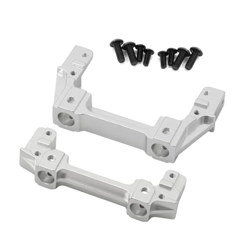 GTVNPOA RC Zubehör Für Axial 90047 Für Wrangler Für SCX10 II 90046 1/10 Metall Vordere Schiene Stoßstange Halterungen Servo Stehen RC Crawler Auto Upgrade Teile(Silver) von GTVNPOA