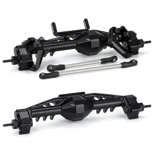 GTVNPOA RC Zubehör Für Axial Für SCX10 III Für AR45 1/10 Für LCG Chassis RC Crawler Auto Teile Vorne Hinten Offset Kürbis Portal Achse Mit Servo Halterungen Modifikation Zubehör(Black,Set) von GTVNPOA