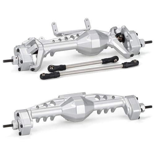 GTVNPOA RC Zubehör Für Axial Für SCX10 III Für AR45 1/10 Für LCG Chassis RC Crawler Auto Teile Vorne Hinten Offset Kürbis Portal Achse Mit Servo Halterungen Modifikation Zubehör(Silver,Set) von GTVNPOA