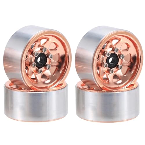 GTVNPOA RC Zubehör Für Axial Für SCX24 Für AX24 Für TRX4M Für TRX4-M Upgrade Teile 1/18 1/24 RC 1,0 "Beadlock Felge Deep Dish Gestanzte Stahl Hub(Copper) von GTVNPOA