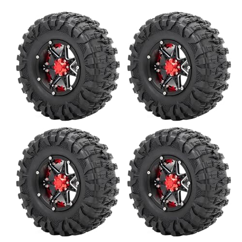 GTVNPOA RC Zubehör Für Axial Für Wraith Für TRX4 1/10 Metall 2,2 Zoll Beadlock-Felgen 120 Mm Außendurchmesser Gummireifen Ersatz RC Crawler Modell Autoteile Modifikation(Set 4) von GTVNPOA