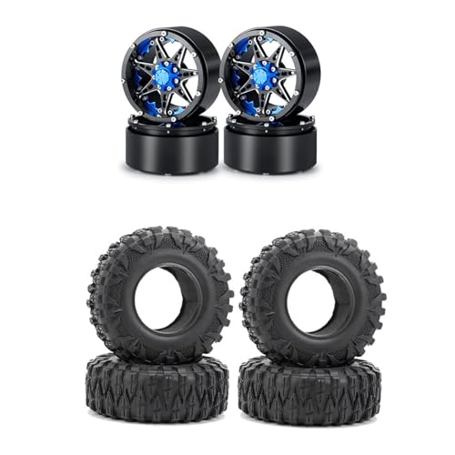 GTVNPOA RC Zubehör Für Axial Für Wraith Für TRX4 1/10 Metall 2,2 Zoll Beadlock-Felgen 120 Mm Außendurchmesser Gummireifen Ersatz RC Crawler Modell Autoteile Modifikation(Set 6) von GTVNPOA