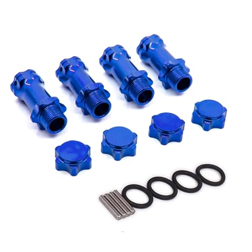 GTVNPOA RC Zubehör Für HSP Für Monster Truck Truggy 1/8 RC Ersatzteile 1 Set 89108 17mm Rad Sechskant 30mm Länger Verbesserte Halterung Adapter Abdeckung Nabe(Blue) von GTVNPOA