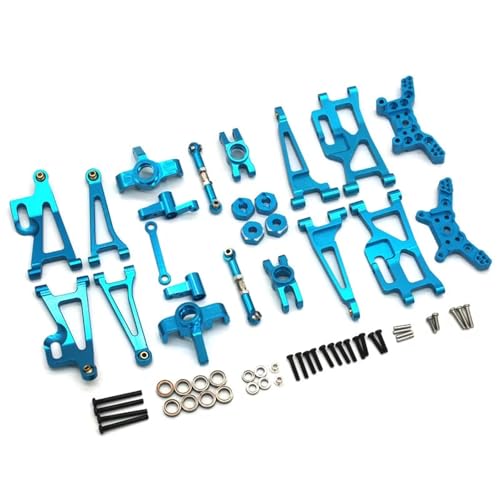 GTVNPOA RC Zubehör Für MJX 1/14 14210 14209 RC Fernbedienung Auto Metall Upgrade Teile Vorne Hinten Stoßdämpfer Unterstützung Schaukel Arm Lenkung Link Lenkung Cup Set Auto Zubehör(Blue) von GTVNPOA