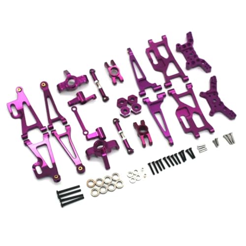 GTVNPOA RC Zubehör Für MJX 1/14 14210 14209 RC Fernbedienung Auto Metall Upgrade Teile Vorne Hinten Stoßdämpfer Unterstützung Schaukel Arm Lenkung Link Lenkung Cup Set Auto Zubehör(Purple) von GTVNPOA