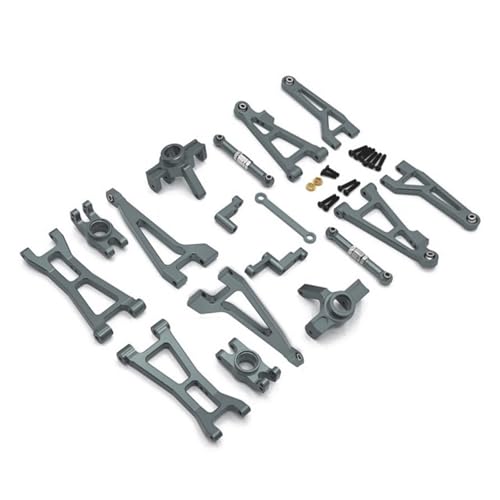 GTVNPOA RC Zubehör Für MJX 16207 16208 16209 16210 1/16 Metall Vorne Hinten Suspension Arm Lenkung Tasse Link Stange Lenkung Montage Dekoration Set RC Auto Upgrade Teile Kit(Gray,16208) von GTVNPOA