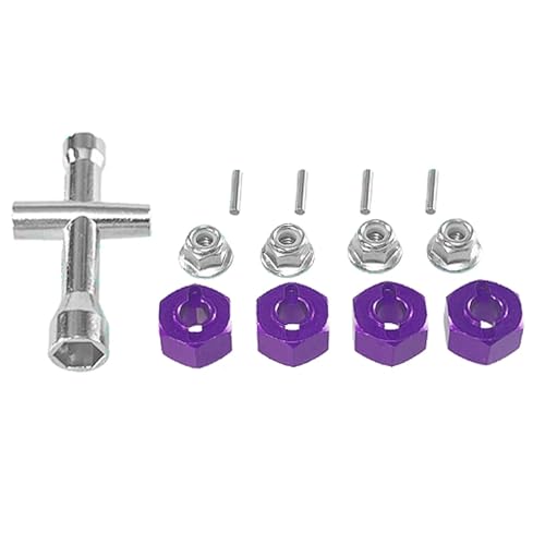 GTVNPOA RC Zubehör Für MJX Für Hyper Go 1/14 14209-10 H14BM 14301-02-03 1/16 Fernbedienung Auto Upgrade Kreuz Schlüssel Hex Set M4 Mutter Metall Teile(Purple) von GTVNPOA