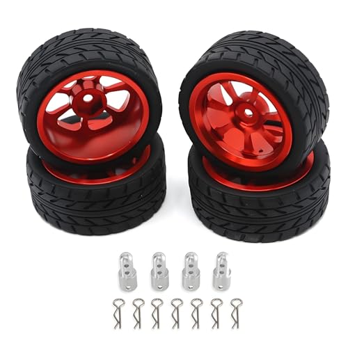 GTVNPOA RC Zubehör Für MJX Für Hyper Go 14303 14302 14301 1/14 Metall Rad Reifen Metall Räder Höhe Zunehmende Set RC Auto Upgrade Teile Zubehör(Red) von GTVNPOA