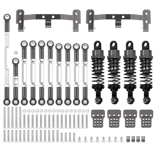 GTVNPOA RC Zubehör Für MN D90 Für MN99S MN91 MN96 MN98 1/12 Stoßdämpfer Metall Chassis Link Stange Zugstange Halterung Halter Set RC Auto Upgrades Teile Dekoration Zubehör(Gray) von GTVNPOA