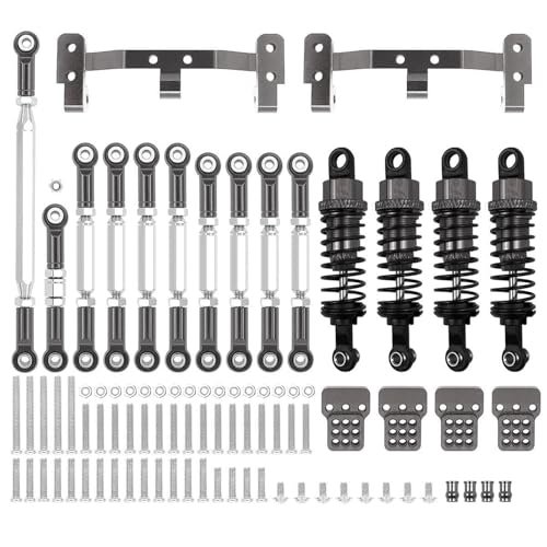 GTVNPOA RC Zubehör Für MN D90 MN91 Für MN96 MN98 MN99S Ersatz Metall Chassis Link Rod Zugstange Halterung Stoßdämpfer Sets RC Auto Upgrades Teile Zubehör(Gray) von GTVNPOA