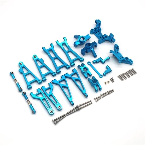 GTVNPOA RC Zubehör Für Mjx 1/16 M163 16208 16209 16210 H16v3 16889A RC Fernbedienung Auto Metall Teile Schwinge Aufhängung Rahmen Lenkstange Set RC Auto Zubehör(Blue) von GTVNPOA