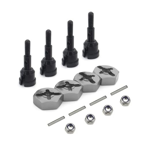 GTVNPOA RC Zubehör Für WLtoys 1/18 A959 A969 A979 A959B A969-B Rad Conversion Set Achse 12mm Hex Dive Hub Drehen 1/10 On Road RC Auto Upgrade Teile(Black-Grey) von GTVNPOA