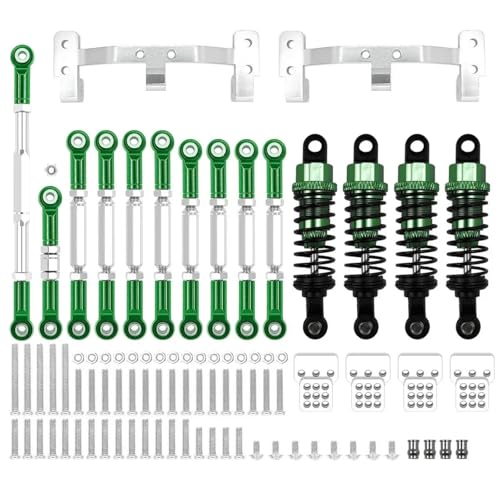 GTVNPOA RC Zubehör Für WPL 1/16 C14 C24 RC Auto Metall Für Chassis Link Stange Zugstange Halterung Stoßdämpfer Set Upgrades Teile Geändert Zubehör(Green) von GTVNPOA