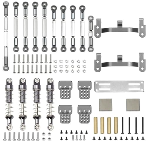 GTVNPOA RC Zubehör Für WPL C14 C24 C24-1 C34 C44 C54 CB05S 1/16 RC Auto Upgrade Teile Metall Zugstange Lenkung Zugstange Servo Stange Zugstange BaseShock Absorber(Grey) von GTVNPOA