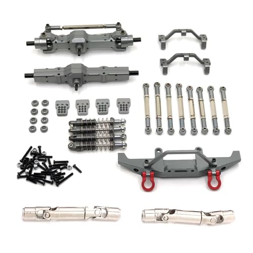 GTVNPOA RC Zubehör Für WPL C14 C24 C24-1 Vorderachse Hinterachse Chassis Verbindungsstange Zugstangenhalterung Stoßdämpfer Stoßstange Antriebswelle Set Dekoration 1/16 RC Auto Upgrade Teile(Gray) von GTVNPOA