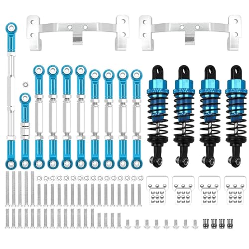 GTVNPOA RC Zubehör Für WPL C24 C14 1/16 Metall Chassis Link Rod Zugstange Halterung Stoßdämpfer Halterung Halter Set Dekoration RC Auto Upgrades Teile Refit Zubehör(Blue) von GTVNPOA