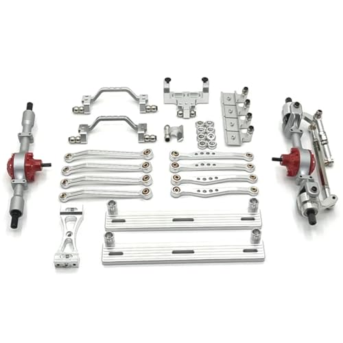 GTVNPOA RC Zubehör Für WPL C64 C64-1 1/16 Metall Vorder- Und Hinterachse Für Chassis Link Stange Zugstange Montieren Seite Pedal Shock Mount Set RC Auto Upgrade Teile(Silver) von GTVNPOA