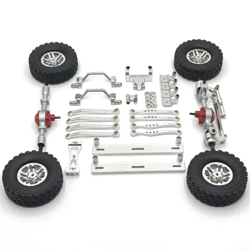 GTVNPOA RC Zubehör Für WPL C64 C64-1 1/16 RC Auto Metall Vorder- Und Hinterachse Für Chassis Link Stange Zugstange Montieren Seite Pedal Reifen Set Upgrade Teile Zubehör(Silver) von GTVNPOA