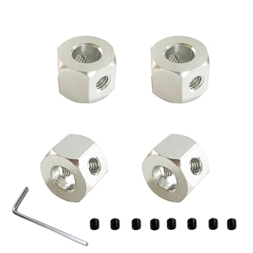 GTVNPOA RC Zubehör Für WPL D12 C14 C24 B14 B16 B36 Für MN D90 D91 4 Stücke 5mm Bis 12mm Metall Combiner Radnabe Hex Adapter RC Auto Upgrade Teile Zubehör(Silver) von GTVNPOA