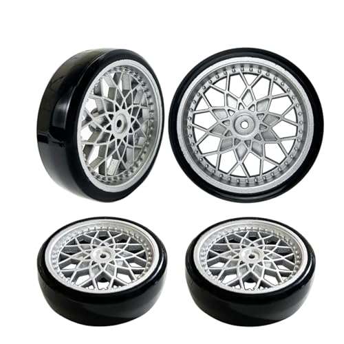 GTVNPOA RC Zubehör Für WPL D12 D42 Ersatz Kunststoff Drift Reifen Bald Reifen Radnabe Kits RC LKW Modifikation Teile Kinder Spielzeug RC Auto Zubehör(Silver) von GTVNPOA