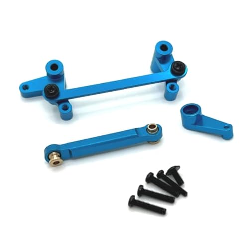 GTVNPOA RC Zubehör Für Wltoys 144016 144018 1/14 Metall Lenkung Servo Arm Servo Link Rod Set RC Auto Upgrade Teile Geändert Zubehör(Blue) von GTVNPOA