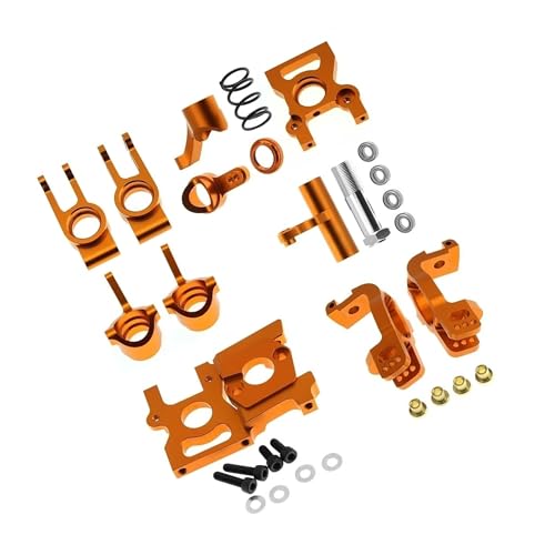 GTVNPOA RC Zubehör Für ZD Racing Für DBX-07 EX-07 1/7 RC Auto Upgrade Teile Metall Zubehör Kit Lenkung Tasse Lenkung Montage Motor Halterung C Hub Träger(Orange,Set) von GTVNPOA