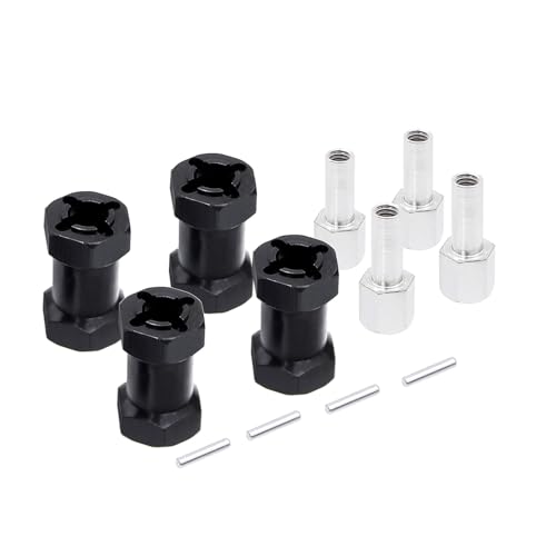 RC Zubehör Für Tamiya Für MST Für Axial Für Scx10 D90 90046 Für AX10 CC01 F350 1/10 RC Auto Crawler, 12 Mm Sechskant-Radnaben, Dekorationsdicke 15/20/25 Mm, Verlängerungsteile(Black,20mm) von GTVNPOA