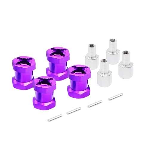 RC Zubehör Für Tamiya Für MST Für Axial Für Scx10 D90 90046 Für AX10 CC01 F350 1/10 RC Auto Crawler, 12 Mm Sechskant-Radnaben, Dekorationsdicke 15/20/25 Mm, Verlängerungsteile(Purple,15mm) von GTVNPOA