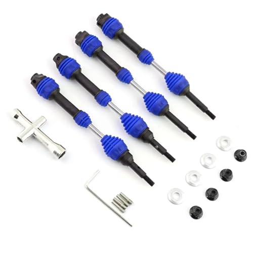 RC Zubehör Für Traxxas Für Slash Für Rustler Für Hoss Für Stampede Für VXL 4X4 1/10 4Pcs Vordere Und Hintere Antriebswelle Antriebswelle CVD Upgrade RC Auto Teile(Blue) von GTVNPOA