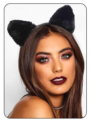 Cat Ears, Katzen Ohren, Katzenohren Haarreif Plüsch , Katzenohren Halloween, Katzenohren Haarreif Erwachsene, Katzenohren, Katzen Ohren Damen, Karneval Party Maskerade Cosplay (Plüsch schwarz) von GTYARYUA