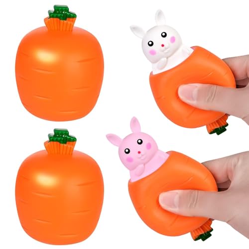 Squeeze Toy, 2 PCS Carrot Rabbit Stress Balls, Quetsch Spielzeug, Stress Spielzeug, Ostereier Stressball, Anti Stress Tier, Perfekt für Ostereier Squeeze Spielzeug Geschenke für Kinder von GTYARYUA