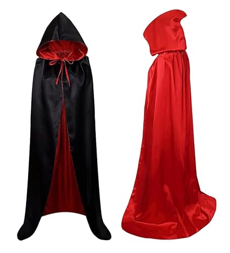 Halloween Vampir Umhang, 140CM Reversible Vampir Kostüm Umhang mit Kapuze für Halloween Vampir Cosplay Kostüm Verkleiden Party von GTYYBH