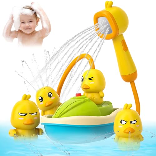 Baby Badespielzeug Ab 1 2 3 4 Jahr, Ente Elektrisches Badewannenspielzeug Mit Duschkopf, Baby Duschkopf Kleinkind Badespaß, Baby Wasserspielzeug Badewannenspielzeug Ab 1 2 3 4-6 6-12 Jahr (A) von GUAHKUN