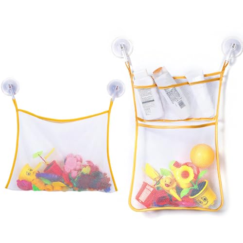 Badewannenspielzeug Aufbewahrung, Badespielzeug Aufbewahrung, 2 Stück Spielzeugnetz Badewanne Badespielzeug Organizer Badewannenspielzeug Mesh Tasche, Baby Badewannenspielzeug Aufbewahrungsnetz (A) von GUAHKUN