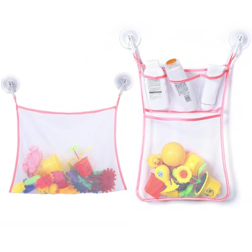 Badewannenspielzeug Aufbewahrung, Badespielzeug Aufbewahrung, 2 Stück Spielzeugnetz Badewanne Badespielzeug Organizer Badewannenspielzeug Mesh Tasche, Baby Badewannenspielzeug Aufbewahrungsnetz (B) von GUAHKUN