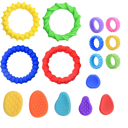 Fidget Toys Kinder, Sensory Fidget Toys, Sensorik Spielzeug Anti Stress Kinder Sensorisches Spielzeug Stressabbau Spielzeug Quiet Fidget Toys Erwachsene, Fidget Rings & Sensory Stones (A+B+C) von GUAHKUN