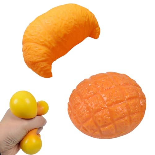 GUAHKUN Bread Stress Toy, 2 Stück Handgemachtes aus Silikon zum Stressabbau, Squishy Dekompressions Entlüftungsspielzeug, Angstabbau Lebensmittelspielzeug für Kinder und Erwachsene von GUAHKUN