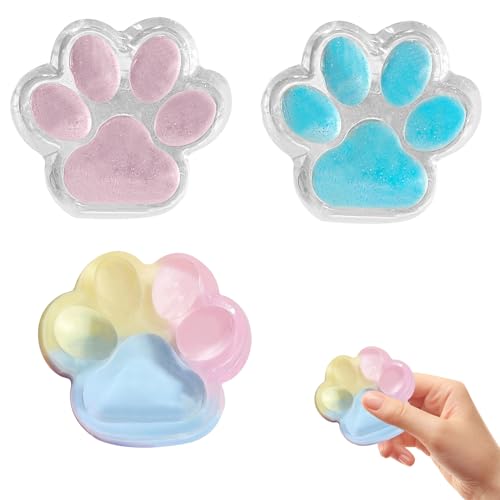 GUAHKUN Katzenpfoten Quetschspielzeug, 3 Stück Taba Squishy, Fufu Squishy, Handgemachtes Stressabbau Spielzeug,Ultraweiches Dekompressions Entlüftungsspielzeug, Sensorisches Zappelspielzeug (3 Stücke) von GUAHKUN