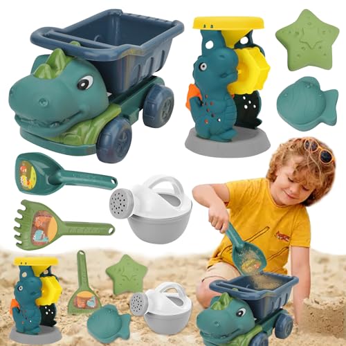 GUAHKUN Sandspielzeug ab 1 Jahr Sandkasten Spielzeug 6-teiliges Set Dinosaurier Sandformen Muldenkipper Glattes Strandspielzeug für Kinder Kleinkinder Garten Strand Spielplatz (A) von GUAHKUN