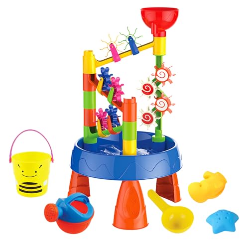 GUAHKUN Wassertisch Kinder Outdoor Wasserspieltisch mit Wasserrad und Sandtrichter Outdoor Spielzeug ab 2 Jahre Sensory Sandkasten Strandspielzeug für Kleinkinder Jungen Mädchen von GUAHKUN