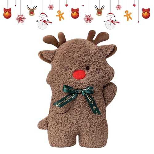 GUAHKUN Weihnachts Kuscheltier, Weihnachtsmann Rentier Schneemann Weihnachtsbaum Kuscheltier, Stofftier Weihnachten, Weihnachtsmann Puppe, Plüschtier Weihnachten (Elch) von GUAHKUN